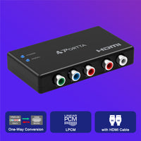 Component to HDMI Converter with USB Power Adapter and HDMI Cable