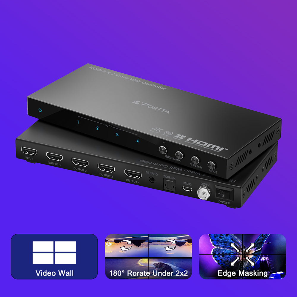 2x2 HDMI Video Wall Controller 4K 30fps