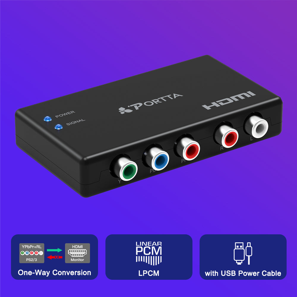 Component to HDMI Converter with USB cable (No Power Brick) – PORTTA